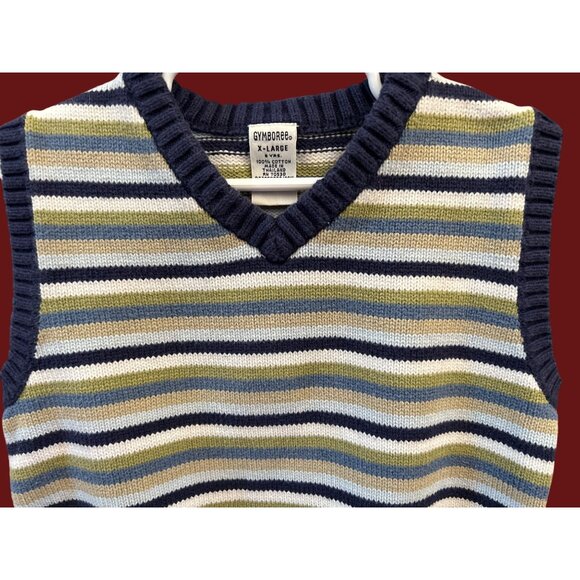 Vintage Gymboree Boys Striped Preppy Sweater Vest XL 6 Years Classic Retro - Picture 2 of 5